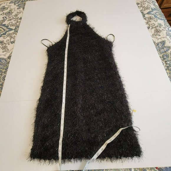Shein Bae Women's L Black Fuzzy Mini Dress w/Halter Top and Open Back **NWT** - Picture 13 of 14